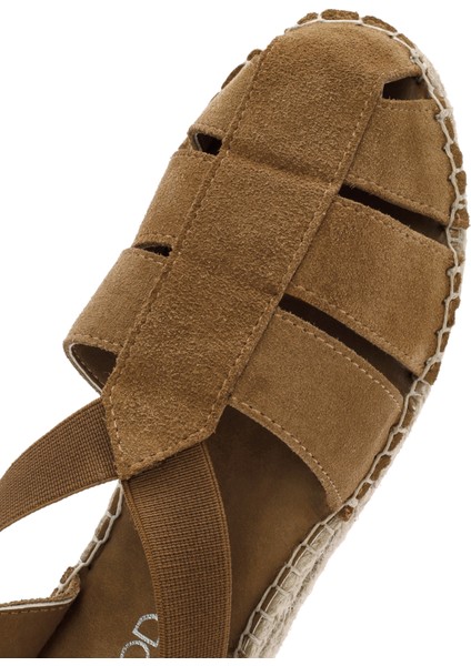 Kadın Taba Süet Deri Espadril Sandalet 25SFD205210