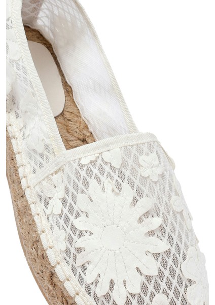 Kadın Krem Desenli Espadril 25SFD20726F