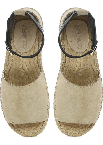 Kadın Bej Bilekten Bantlı Süet Espadril 25SFD206610