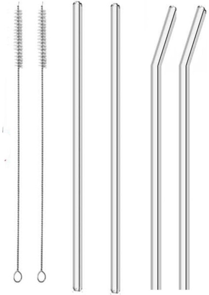 4'lü Cam Pipet ve Temizleme Fırçası Seti, 21CM, Turuncu