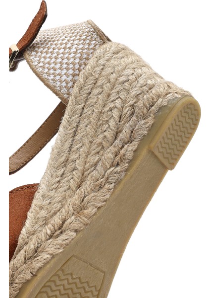 Kadın Turuncu Bilekten Bantlı Dolgu Topuklu Süet Deri Espadril 25SFD205710