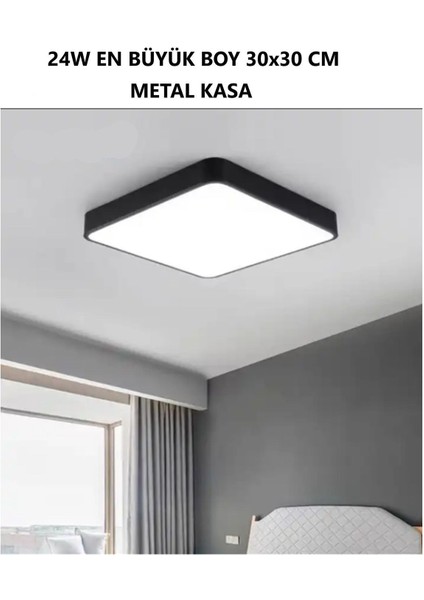 30X30 cm Kare Sarı Işık Büyük Boy Tavan Avizesi, Salon, Ofis, Balkon Için Ideal