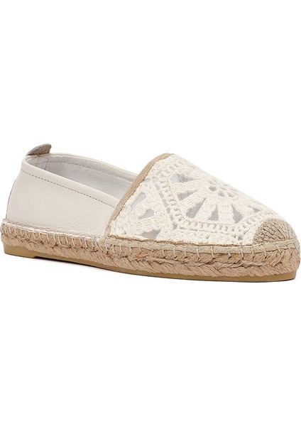 Kadın Krem Desenli Espadril 25SFD206914
