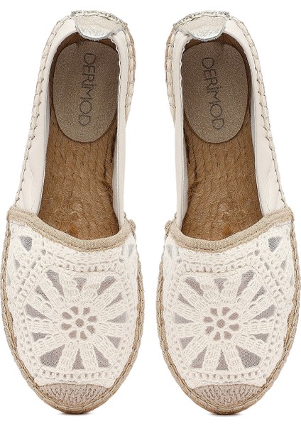 Kadın Krem Desenli Espadril 25SFD206914