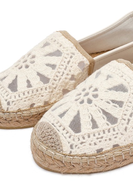 Kadın Krem Desenli Espadril 25SFD206914