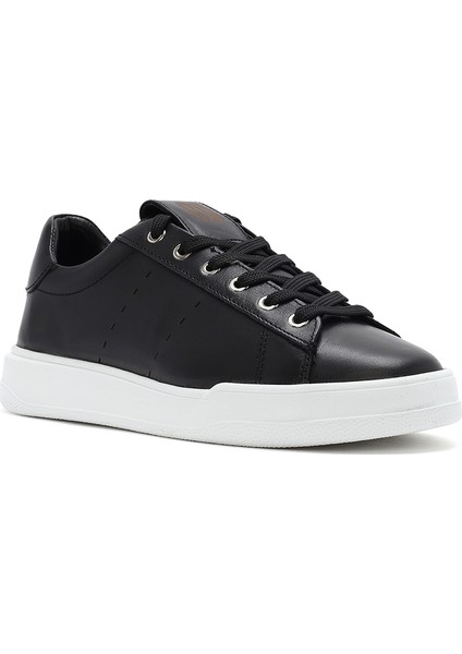 Erkek Siyah Bağcıklı Deri Sneaker 25SFD707518