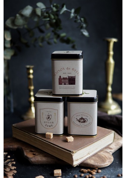 Mavi Kare Metal Saklama Kabı 87X87X125, 3'lü Set