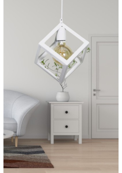 Kare Forma Beyaz Metal Sarkıt Avize, Genç ve Çocuk Odası, Mutfak Aydınlatması fiyatları