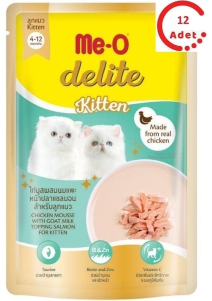 Delite Tavuklu ve Keçi Sütlü Yavru Kedi Yaş Mama 70 gr x 12 Adet