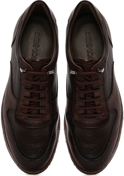 Erkek Kahverengi Bağcıklı Deri Casual Ayakkabı 25SFD603514