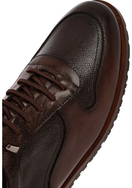 Erkek Kahverengi Bağcıklı Deri Casual Ayakkabı 25SFD603514