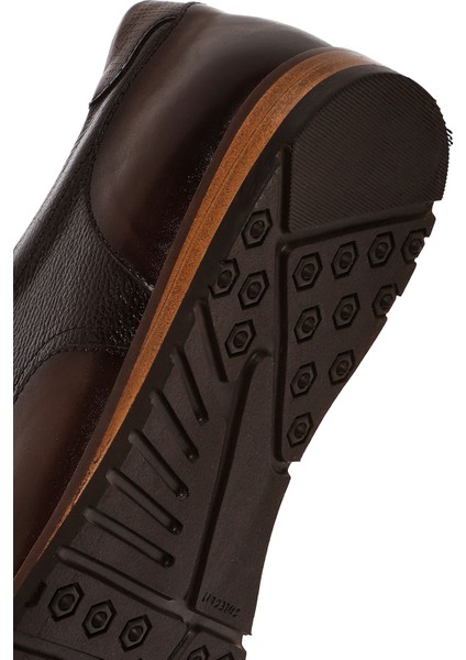 Erkek Kahverengi Bağcıklı Deri Casual Ayakkabı 25SFD603514