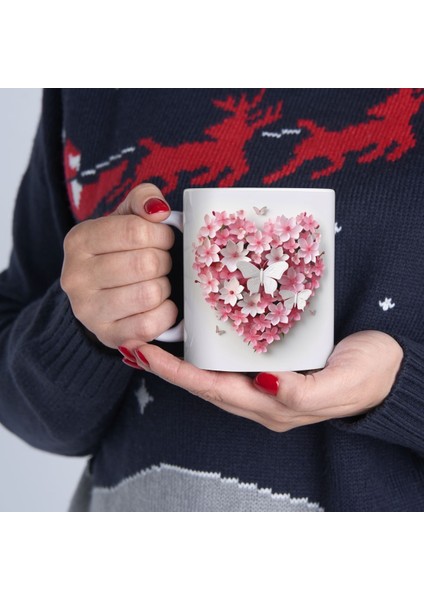 Çiçekli Kelebek Desenli Porselen Bardak , 330ML Hacminde fırsatları