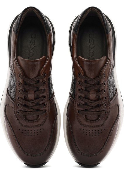 Erkek Taba Bağcıklı Deri Casual Sneaker 25SFD603614