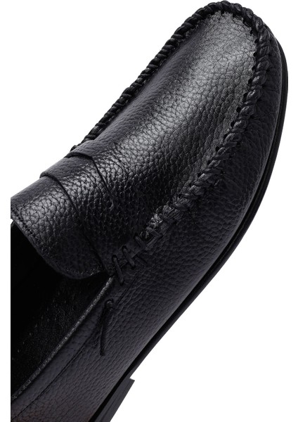 Erkek Siyah Deri Loafer 25SFD6028FT