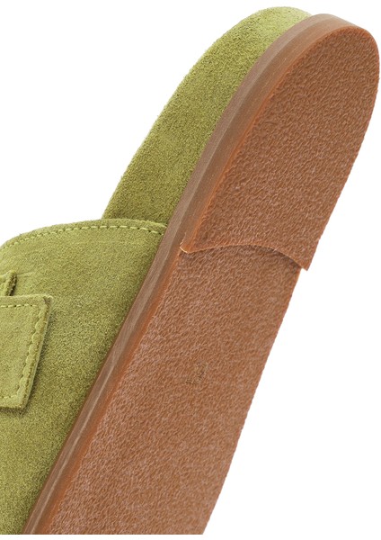 Kadın Yeşil Tokalı Süet Deri Terlik 25SFD200110