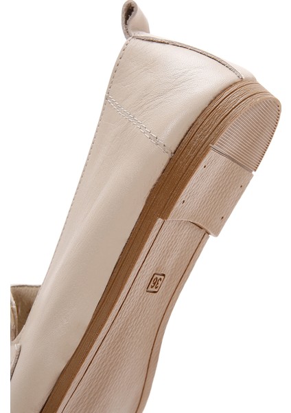 Kadın Bej Tokalı Deri Maskülen Loafer 25SFD200518