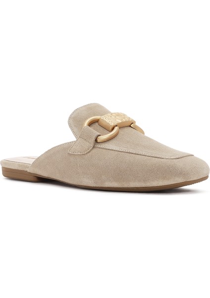 Kadın Bej Tokalı Süet Deri Terlik 25SFD200210