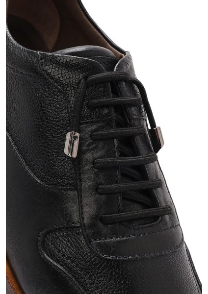 Erkek Siyah Bağcıklı Deri Casual Ayakkabı 25SFD603514