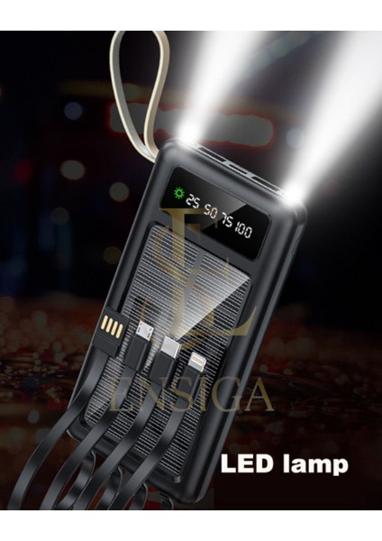 Solar 20.000MAH Şarj Powerbank LED Ekran Göstergeli Işıklı