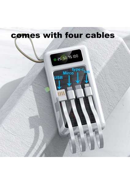 Solar 20.000MAH Şarj Powerbank LED Ekran Göstergeli Işıklı modelleri