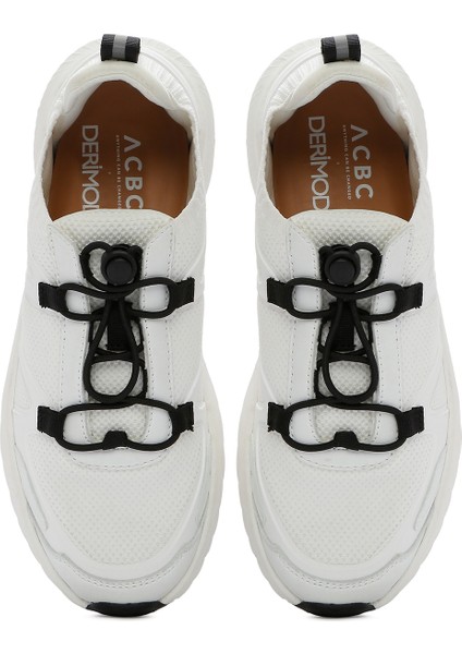 Acbc x Derimod Kadın Beyaz Bağcıklı Kalın Tabanlı Kumaş Sneaker 25SFD43556F