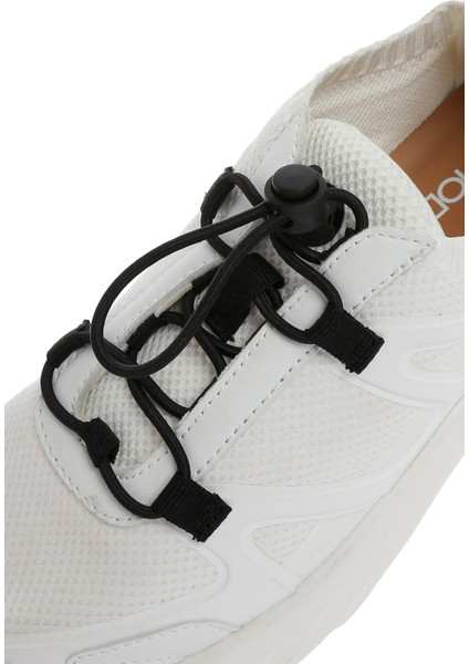Acbc x Derimod Kadın Beyaz Bağcıklı Kalın Tabanlı Kumaş Sneaker 25SFD43556F