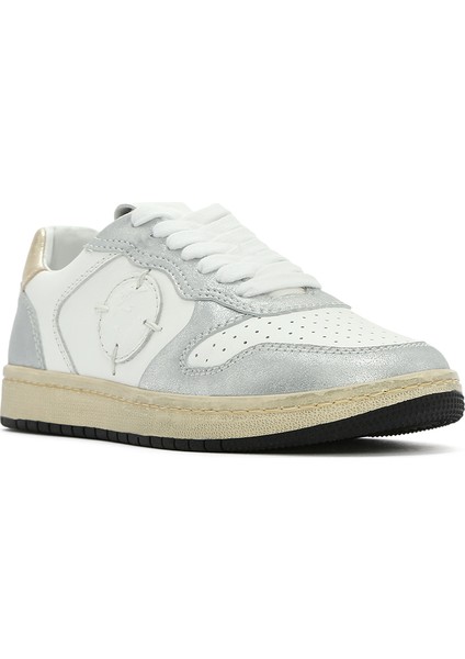 Acbc x Derimod Kadın Gümüş Bağcıklı Simli Deri Sneaker 25SFD4354SM