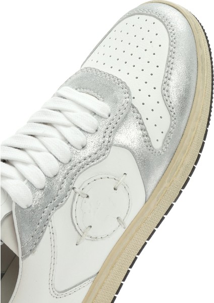 Acbc x Derimod Kadın Gümüş Bağcıklı Simli Deri Sneaker 25SFD4354SM