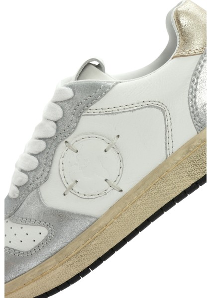 Acbc x Derimod Kadın Gümüş Bağcıklı Simli Deri Sneaker 25SFD4354SM