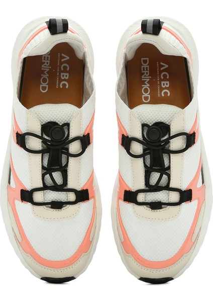 Acbc x Derimod Kadın Beyaz Bağcıklı Kalın Tabanlı Kumaş Sneaker 25SFD43556F