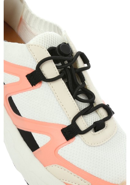 Acbc x Derimod Kadın Beyaz Bağcıklı Kalın Tabanlı Kumaş Sneaker 25SFD43556F