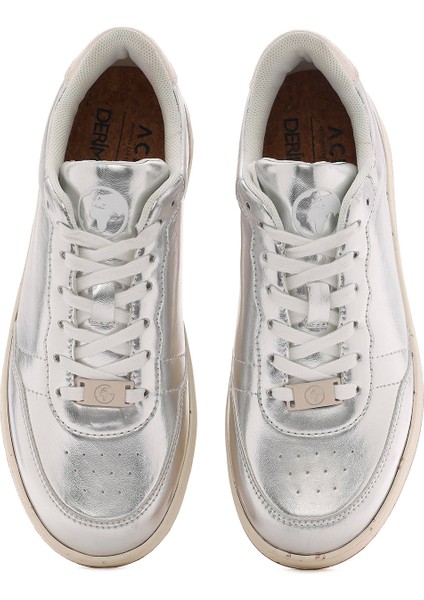 Acbc x Derimod Kadın Gri Metalik Bağcıklı Sneaker 25SFD4353SM