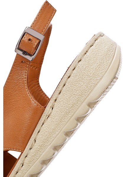 Kadın Taba Arkadan Bağlamalı Deri Comfort Sandalet 25SFD410318