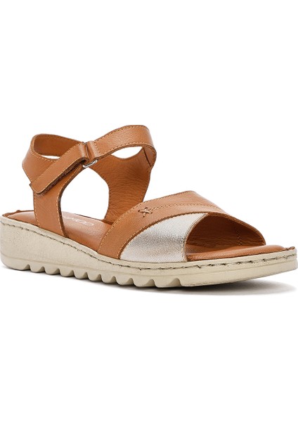 Kadın Taba Bilekten Bağlamalı Comfort Deri Sandalet 25SFD410418