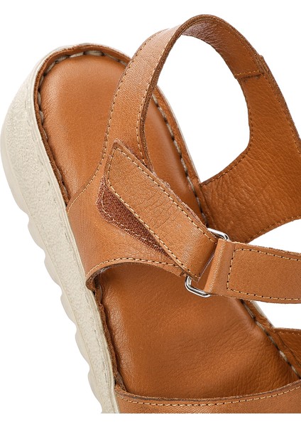 Kadın Taba Bilekten Bağlamalı Comfort Deri Sandalet 25SFD410418