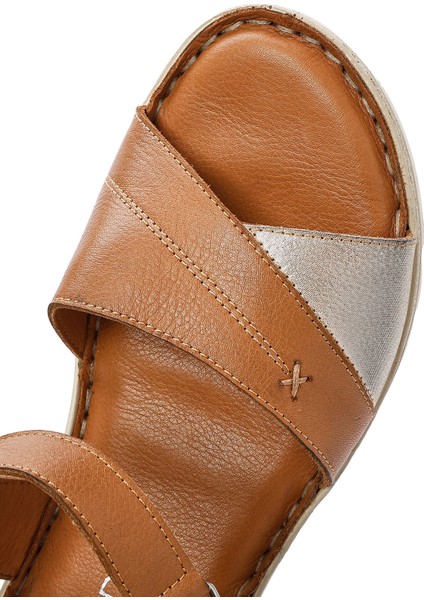 Kadın Taba Bilekten Bağlamalı Comfort Deri Sandalet 25SFD410418