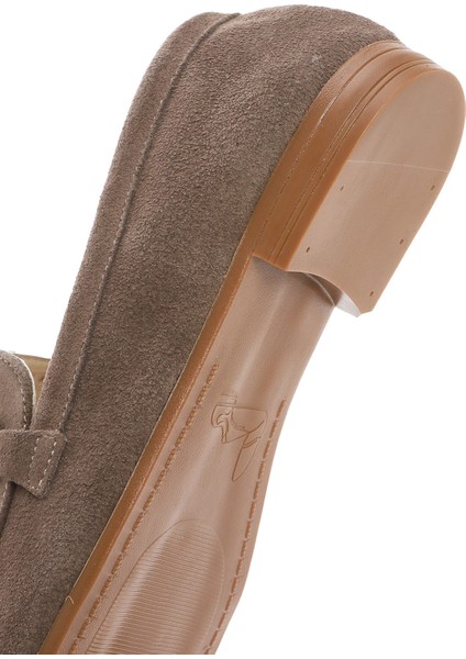 Kadın Vizon Tokalı Süet Deri Loafer 25SFD351610
