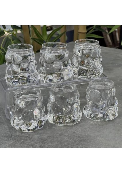 6'lı Üzüm Desenli Cam Bardak, 60 Ml, Kahve Yanı Için Şık ve Zarif Tasarım