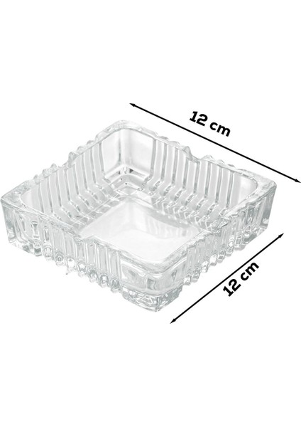Şeffaf Kristal Cam Kare Küllük, 12X12 Cm, Şık ve Lüks Kül Tablası fiyatları