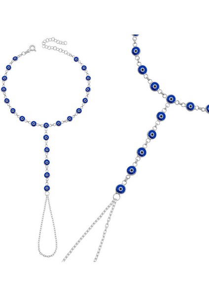 Gümüş Lacivert Nazar Boncuklu Şahmeran SL12662