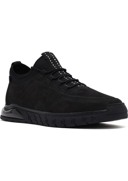 Erkek Siyah Bağcıklı Nubuk Deri Comfort Sneaker 25SFD6418V3