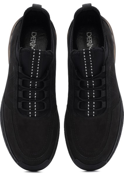 Erkek Siyah Bağcıklı Nubuk Deri Comfort Sneaker 25SFD6418V3