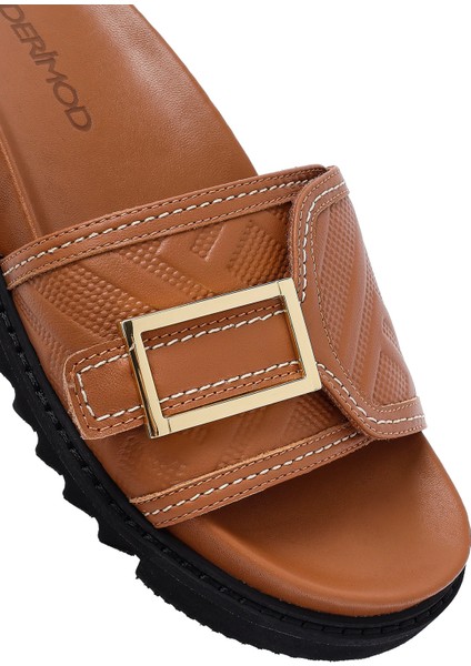 Kadın Taba Tokalı Deri Terlik 25SFD230218