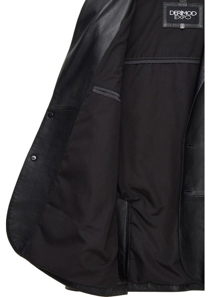 Dominic Erkek Siyah Blazer Deri Ceket 24WGE65591M