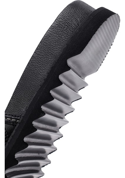 Kadın Siyah Tokalı Deri Terlik 25sfd230218