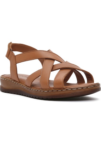 Kadın Taba Deri Comfort Sandalet 25SFD340418