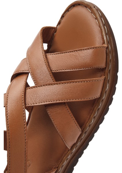 Kadın Taba Deri Comfort Sandalet 25SFD340418
