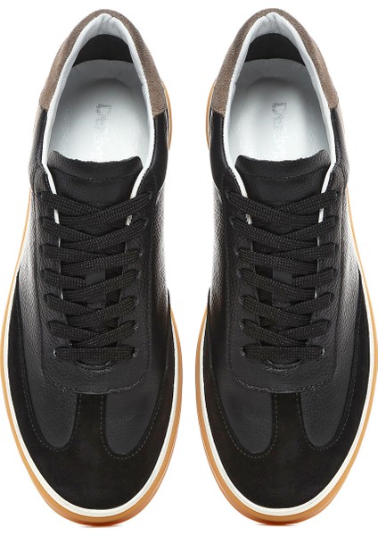 Erkek Siyah Bağcıklı Deri Sneaker 25SFD641914