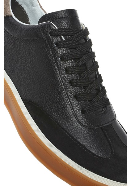 Erkek Siyah Bağcıklı Deri Sneaker 25SFD641914